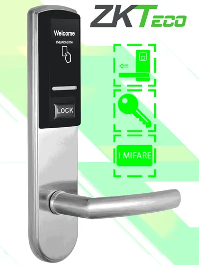 Cerradura hotelera ZKTeco LH3000R derecha con tecnología Mifare