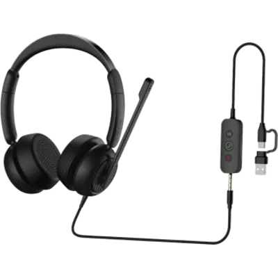 Diadema / Auricular con Cable / USB-C USB-A 3.5mm / Micrófono AI ENC / Driver 40mm / EQ Dinámico / Protección Auditiva EN50332