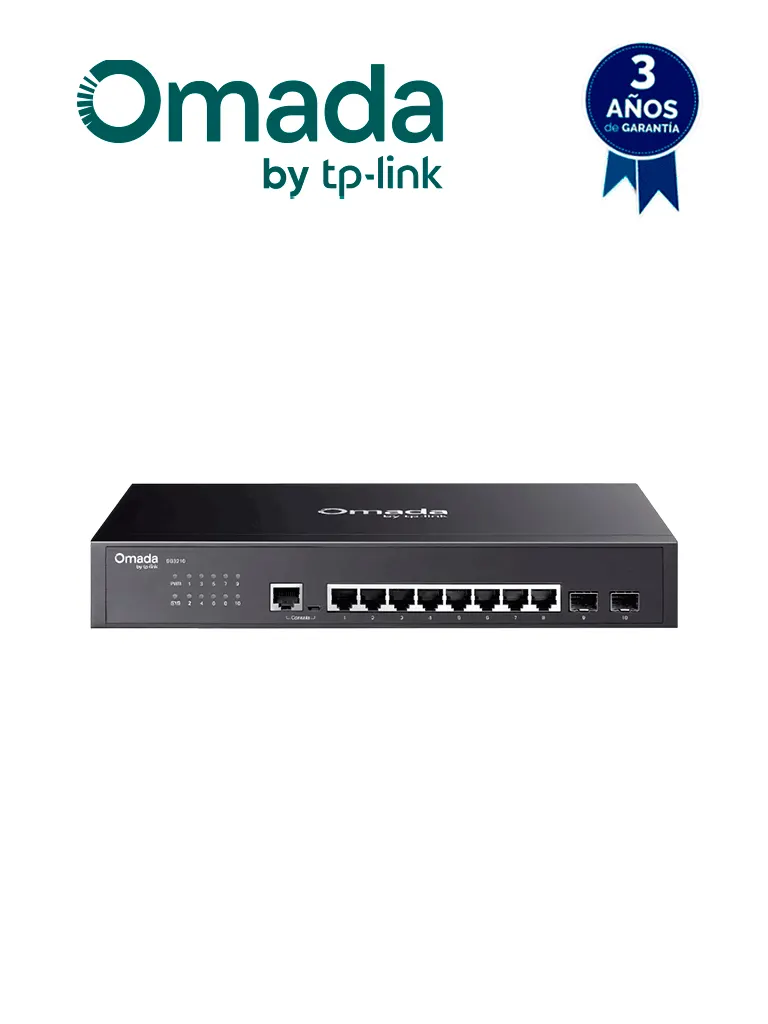 Switch administrable TP-Link SG3210 con 8 puertos Gigabit y 2 SFP