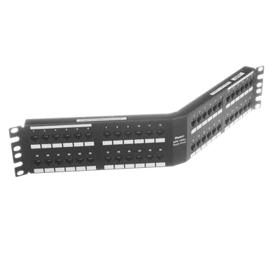 Panel de Parcheo de Impacto / Cat 6A / 48 Puertos / 2UR / Angulado / 500 MHz / 100 m (328 ft)