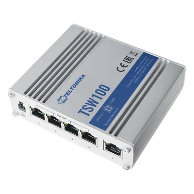 Switch industrial Teltonika TSW100 Gigabit con 4 puertos PoE+