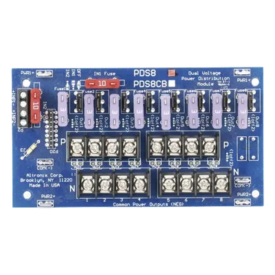 Módulo de Distribución de Energía / Entrada Dual VCC/VCA / 8 Salidas Seleccionables / 5.4 x 3 x 1 pulgadas