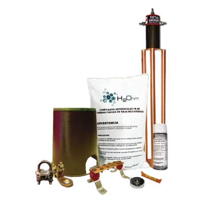Kit de Puesta a Tierra / Electrodo 100 A / Resistencia < 2 Ohm / Compuesto H2OHM / Diseño Magnetoactivo / Cobre Electrolítico