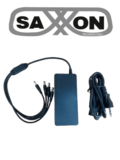 SAXXON KA65E1205000Q - Fuente de Poder Regulada / Alimentación 12 Vcc 5 Amper / 4 Conectores Macho / Voltaje de Entrada: 100-240V / Ideal para Cámaras de CCTV , Controles de Acceso y Asistencia