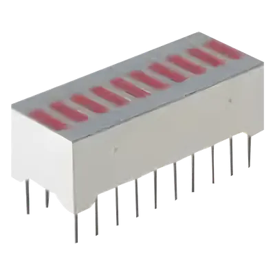 Barra Gráfica LED / 10 Segmentos Rojos / 0.3 Pulgadas DIP / 750 mW Máximo / -40°C a +85°C / 500 ns
