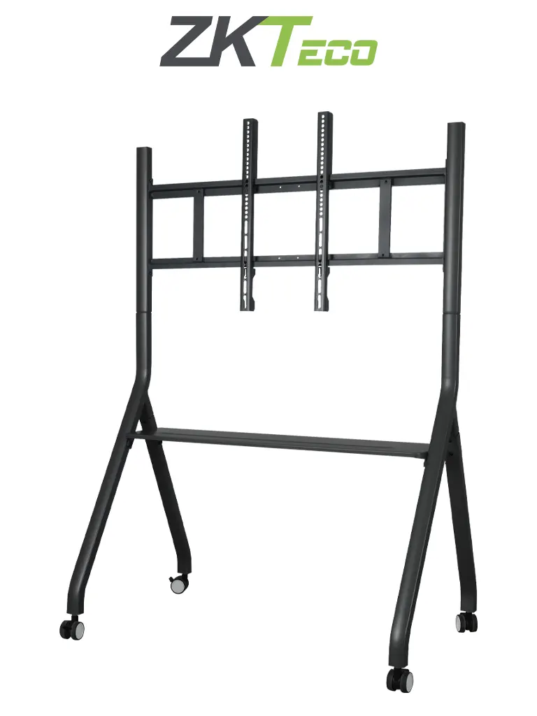 ZKTECO ZK-MS01 – Soporte Móvil para Pantallas de 55 a 86 Pulgadas con Capacidad de hasta 130 kg, Ruedas Giratorias de 360° y Acabado Negro