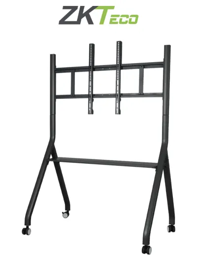 ZKTECO ZK-MS01 – Soporte Móvil para Pantallas de 55 a 86 Pulgadas con Capacidad de hasta 130 kg, Ruedas Giratorias de 360° y Acabado Negro