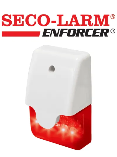 Seco-Larm SL1312SAR -  Sirena mini piezoeléctrica  roja y luz estroboscópica LED