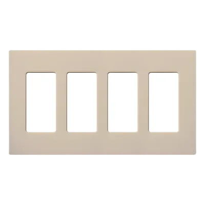 Placa de Pared Decorativa / 4 Espacios / Diseño sin Tornillos Visibles / Acabado Satinado Taupe / Perfil 7.6 mm / Compatible Apertura Designer