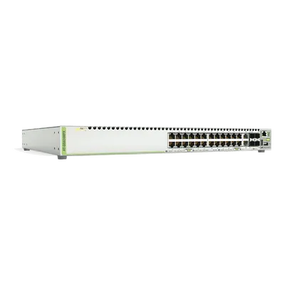 Switch PoE+ Stackeable Capa 3, 24 puertos 10/100/1000 Mbps + 2 puertos SFP Combo + 2 puertos SFP+ 10 G Stacking, 370 W