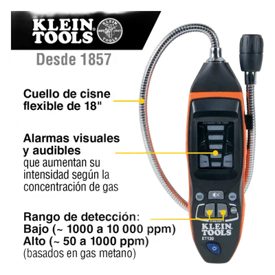 Detector de fugas de gas Klein Tools ET-120 con cuello flexible