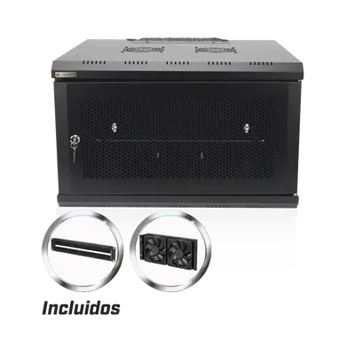 Gabinete de pared PRECISION PS-06-550D de 6U con ventilación activa