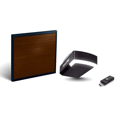 KIT COMPLETO Incluye /Puerta D/ Garage / APDOORB 10x8 Pies / Lisa Linea Central / Imitacion madera / Insulada / Interfase ACCESSWIFI / Motor FS1000M / 1/2HP / Fuerte/Silencioso/Luz LED/Motor DC .
