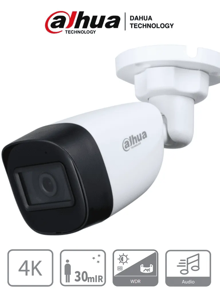 Cámara bullet Dahua DH-HAC-HFW1801CN-A 4K con micrófono integrado