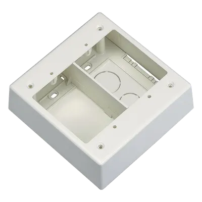 Caja de Pared Superficial Doble, Con Divisor, Uso Universal con Placas de Pared, Color Blanco Mate
