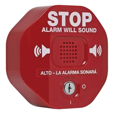 Alarma de Puerta / Sirena 95/105 dB / Alimentación Dual 9V/12-24 VCD / Temporizador 30s-3min-Continuo / Contacto Magnético / Policarbonato