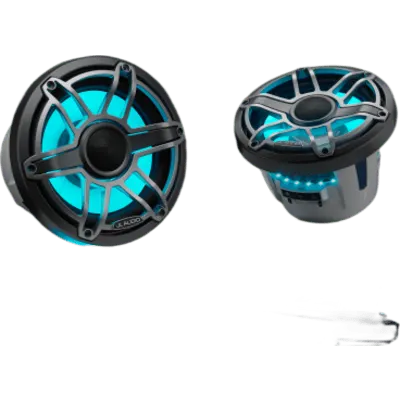 Par de Bocinas Náuticas Coaxiales 8.8" / 125 W RMS / 90.5 dB / 38 Hz-20 kHz / 4 Ω / LED Transflective™ / Rejilla Deportiva Titanio / Marino