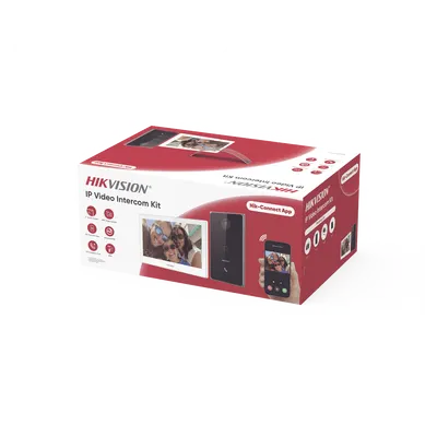 Kit de videoportero IP Hikvision DS-KIS608-P con pantalla táctil de 7”