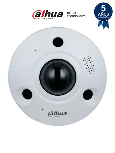DAHUA IPC-EBW81242N - Cámara IP Fisheye 12 MP, lente 1.85 mm, visión 360°, IR 10 m. IA WizMind con conteo y análisis de personas, mapas de calor. PoE, DWDR, H.265, IP67, IK10. Incluye E/S de alarma y audio. Ideal para vigilancia integral y detallada.