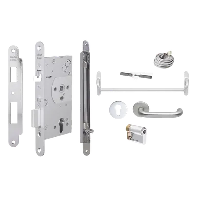Kit de cerradura electrificada / Perfil angosto / Barra antipánico / Acero inoxidable / Control de acceso