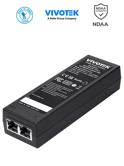 VIVOTEK AP-GIC-011A-030 - Inyector PoE Gigabit, 30W, 1 puerto, 802.3af/at, NDAA, 55VDC/0.55A,  Proteccion 6KV
