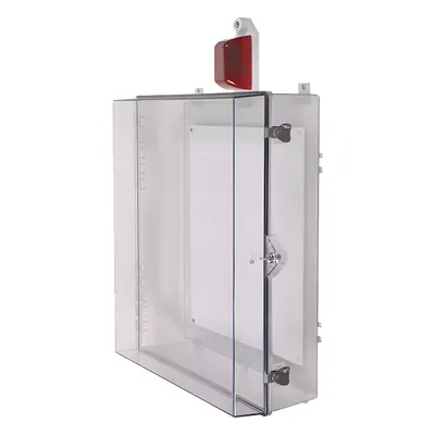 Gabinete de Policarbonato / Sirena-Estrobo Rojo / 32 Tonos / 85-100 dB / Cerradura con Llave / 502x629x186 mm / 1.65x2.06x0.61 ft / NEMA 4X / UL