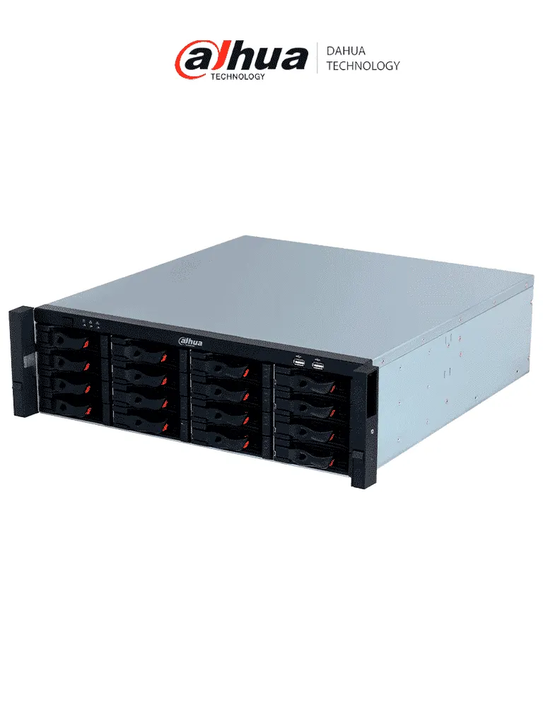 DAHUA  DHI-NVR616H-128-XI NVR WizMind de 128 canales con 2U 16HDD 1024 Mbps y RAID.  Ofrece detección facial, protección perimetral, SMD Plus e IA avanzada por cámara.