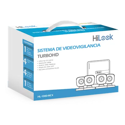 Kit de videovigilancia HiLook HL-1080-MC4 con 4 cámaras de 2 MP