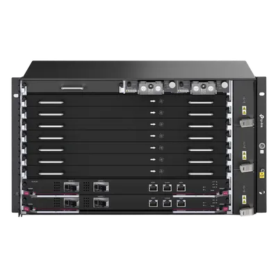 Chassis OLT / 7 Slots de Servicio / 160 Gbit/s por Slot / GPON 2.5G + XGS-PON 10G / Split 1:256 / Dual Control Redundante / L2+L3 Avanzado