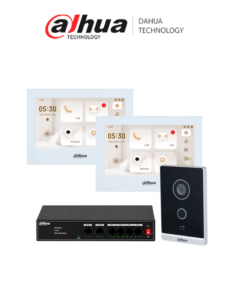 Kit de videoportero IP Dahua KITVPIPWIFI01DH con 2 monitores de 7 pulgadas