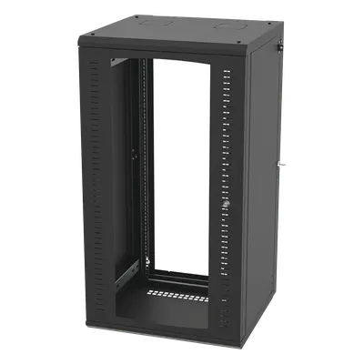 Gabinete Abatible de Pared (Con Marco Trasero) con Rack 19" de 24 Unidades. Ventana de Cristal Templado.
