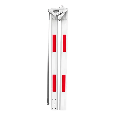 Brazo Articulado para Barrera Vehicular / 6 m (19.7 ft) / Articulación 180° / Aluminio con Bandas Reflectivas / 2 Secciones de 3 m (9.8 ft)