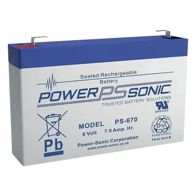 Batería AGM POWER SONIC PS-670-F1 de 6V y 7Ah