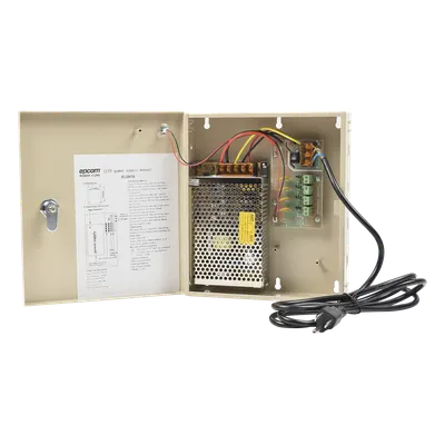 Fuente de poder profesional para CCTV  de 12 Vcc @ 5A,  para 4 cámaras ; Voltaje de entrada de 100-240 Vca