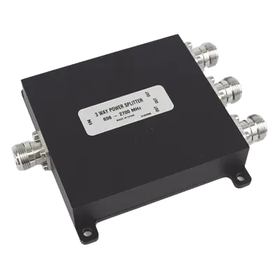 Divisor de potencia Wilkinson / 3 vías / 694-2700 MHz / 50W / PIM -154 dBc / Conectores 4.3-10