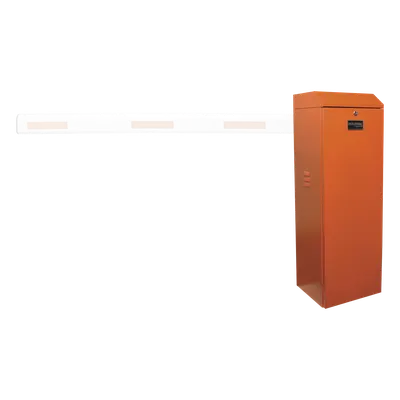 Barrera vehicular izquierda / Soporta brazo de hasta 3 m / Apertura en 1.5 s /Final de carrera ajustable por programación / Movimiento fluido / Diseño elegante color naranja