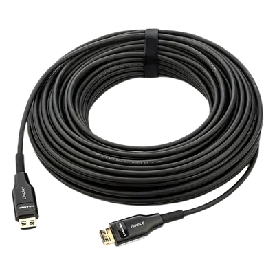 Cable HDMI Activo Híbrido / 4K@60Hz / 18 Gbps / Fibra OM3 / 20 m (65.6 ft) / HDCP 2.2 / HDR / ARC / CEC / Oro 24K