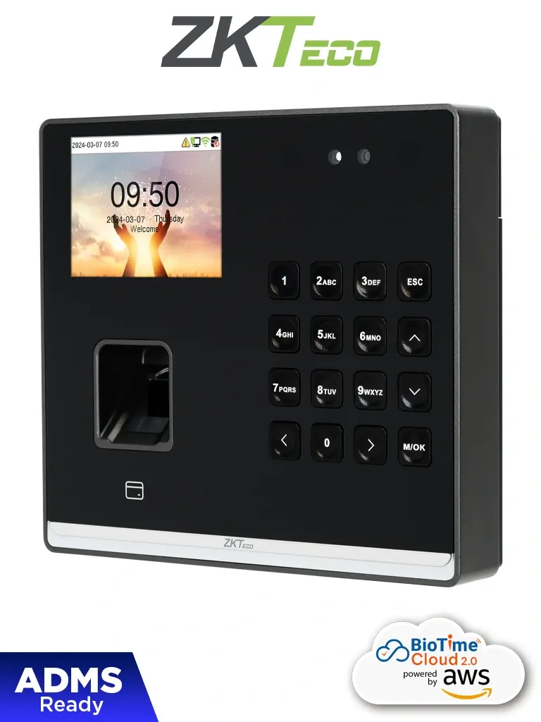 ZKTECO M2F PRO-LR - Control de Asistencia y Acceso con Autenticación Facial (500 Rostros), Huella Digital BioID+ (1,000), Tarjeta ID 125 kHz (1,000), 150,000 Eventos y Conexión TCP/IP (Compatible con BioTime Cloud)