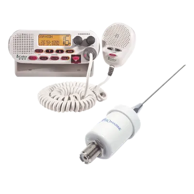 Kit de radio marina VHF / 25 W / Antena acero inoxidable / Cable 4.5 m (14.8 ft) / Montaje en L
