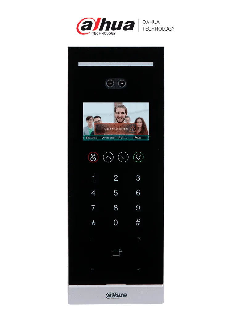 DAHUA DHI-VTO6531H-S2 - Frente de calle departamental IP con reconocimiento facial / Pantalla LCD de 4.3" / Cámara de 2MP HD / 40,000 usuarios / 20,000 rostros / 20,000 tarjetas IC / Salida de 12V 500mA No incluye caja de montaje