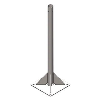 Mástil de Telecomunicaciones / 5 m (16.4 ft) / Tubo 2" Cédula 30 / Acero A36 / Galvanizado en Caliente / Placa Base 30 x 30 cm