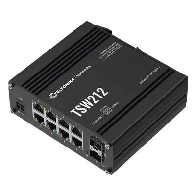 Switch industrial Teltonika TSW212 con 8 puertos Gigabit y 2 SFP