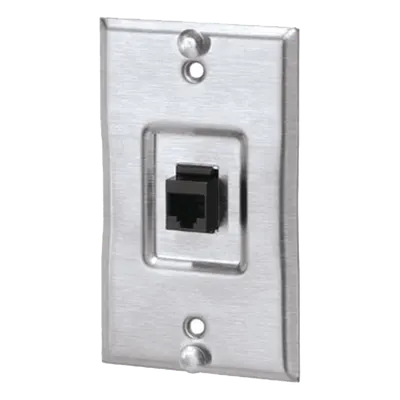 Placa de Pared / 1 Puerto Keystone / Cat5e / Acero Inoxidable / 2.74 x 4.50 pulgadas