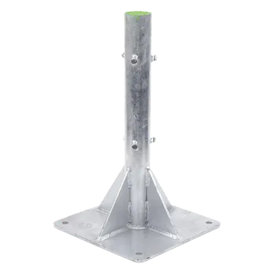 Base para Mástil / Tubo 2" Ced. 30 / Altura 80 cm (2.6 ft) / Base 50 x 50 cm / Galvanizado por Inmersión / 4 Barrenos de Fijación