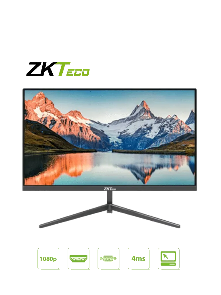 ZKTECO ZD222KA - Monitor LED Full HD de 22 pulgadas / Resolución 1920 x 1080 / Retroiluminación DLED / 1 Entrada de video HDMI y 1 VGA / Ángulo de Visión Horizontal 178° / Soporte VESA / Incluye Cable HDMI / Ideal para hogar y oficina