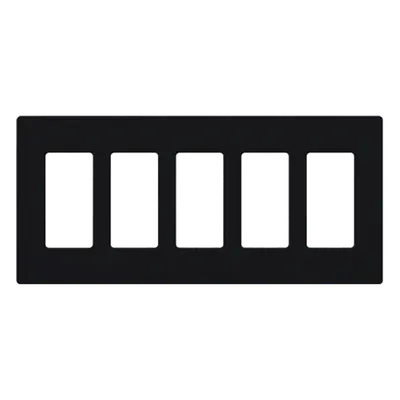 Placa de pared Claro / 5 gangs / screwless / 259 x 119 mm / perfil 7.6 mm / acabado brillante negro / estilo Designer