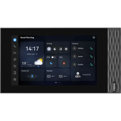 Estación Interior SIP / Pantalla Táctil 7" 1024×600 / Wi-Fi 6 / Video 1080p H.265 / 8 Entradas de Alarma / PoE / RS-485