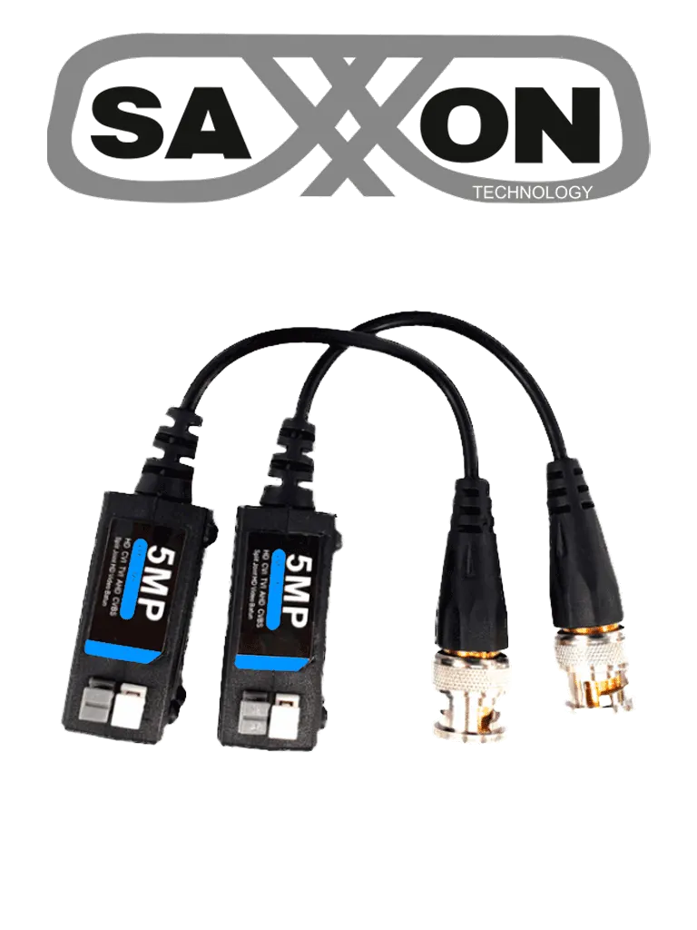 SAXXON SXCF500 - Par de Transceptores Pasivos / Botones Push / 5MP hasta 200 Metros / 1080P hasta 250 Metros / Soporta HDCVI / AHD / TVI / CBVS / Fácil Conexión