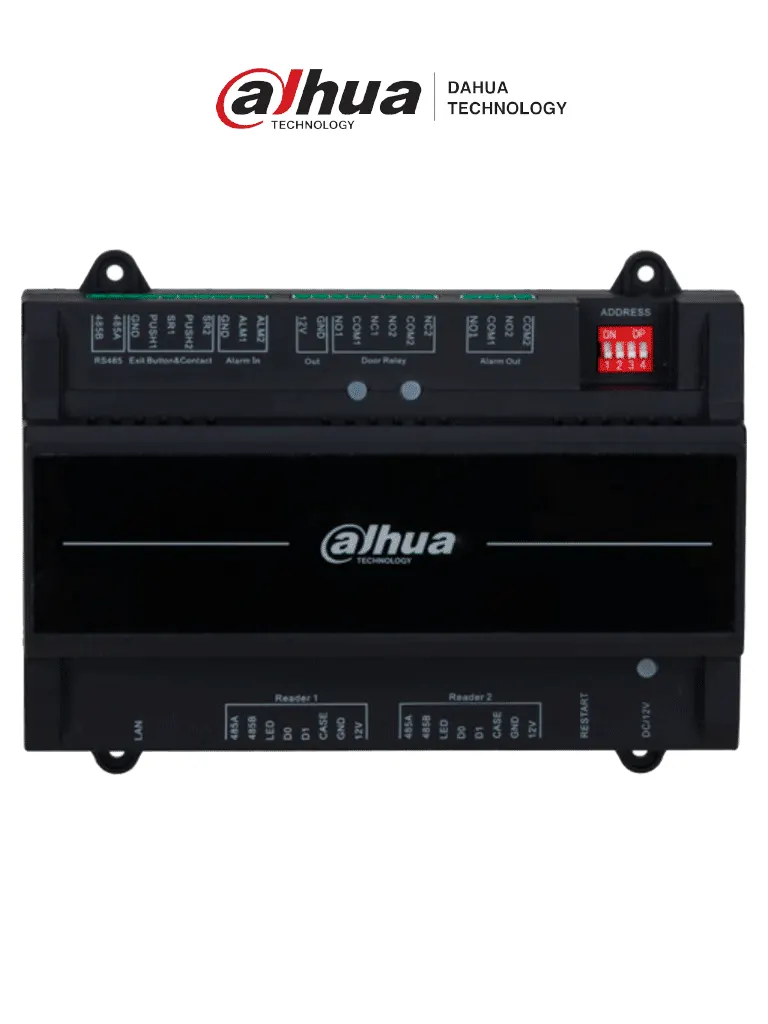 DAHUA DHI-ASC2202B(T) - Panel de Control de Acceso para 2 Puertas 2 Lectoras/ Compatible con Torniquetes Dahua/ TCP/IP/ Comunicación RS-485 y Wiegand/ 100,000 Usuarios y 500,000 Registros/ Soporta Interlock, Anti-passback, Desbloqueo Remoto/