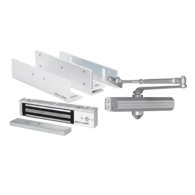 Kit Control de Acceso / Chapa Magnética 600 lbs (280 kg) / Brackets L y Z / Cierrapuertas 150 kg / UL